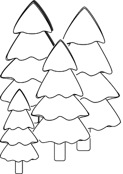 Blackand White Pine Trees Illustration PNG Image