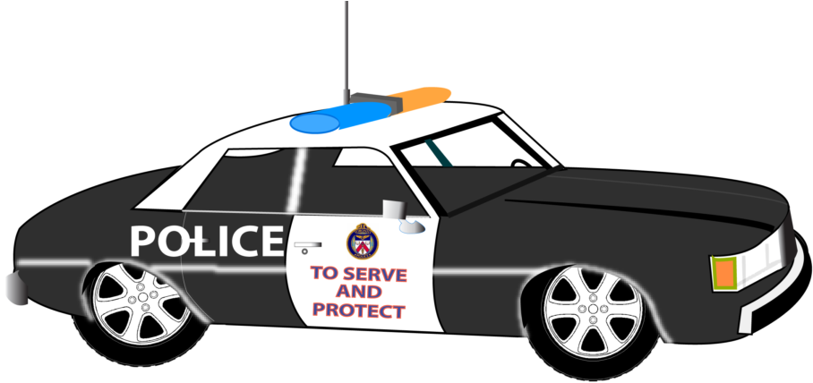 Blackand White Police Car Illustration PNG Image