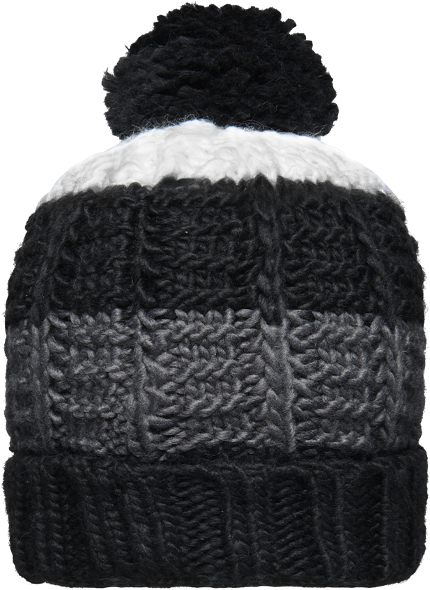 Blackand White Pom Pom Beanie.png PNG Image