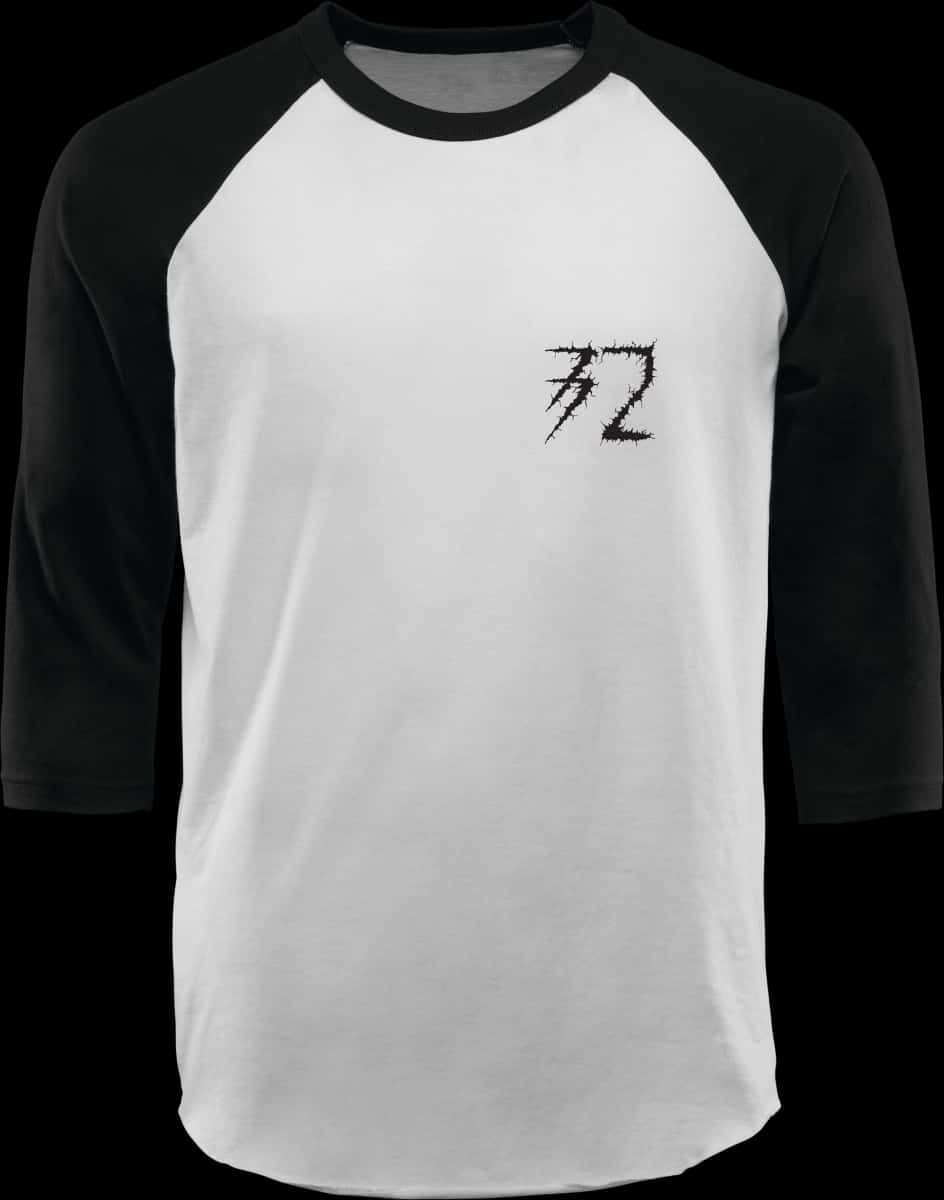 Blackand White Raglan Shirtwith Graphic72 PNG Image