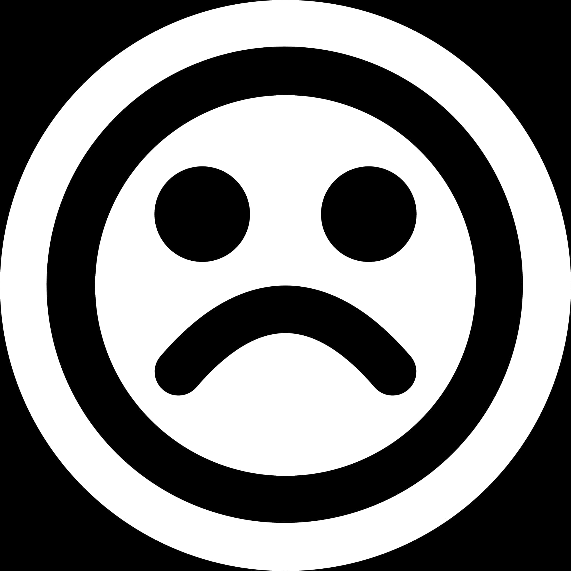 Blackand White Sad Face Icon PNG Image