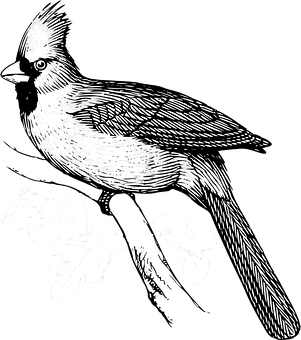 Blackand White Sketchof Birdon Branch PNG Image