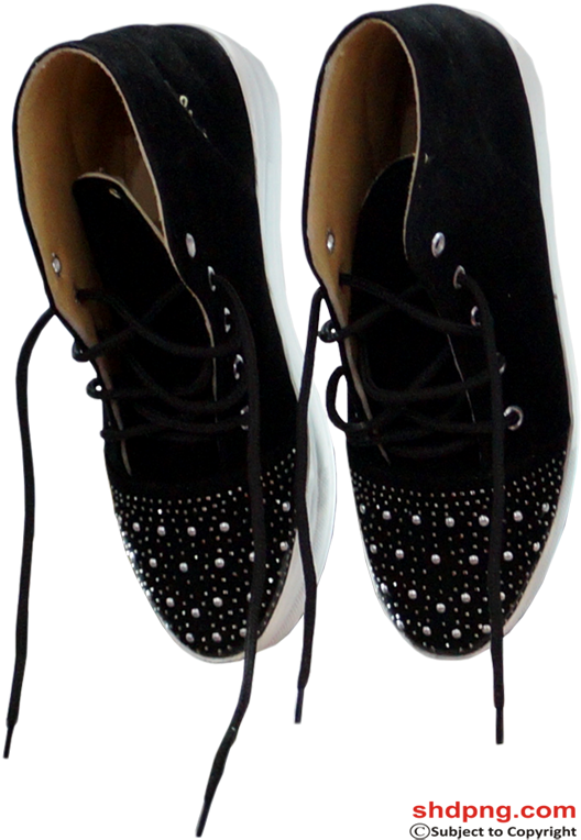 Blackand White Studded Sneakers PNG Image