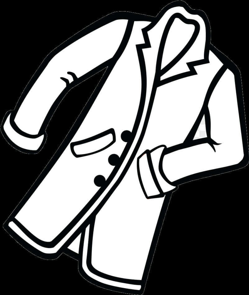 Blackand White Trench Coat Illustration PNG Image