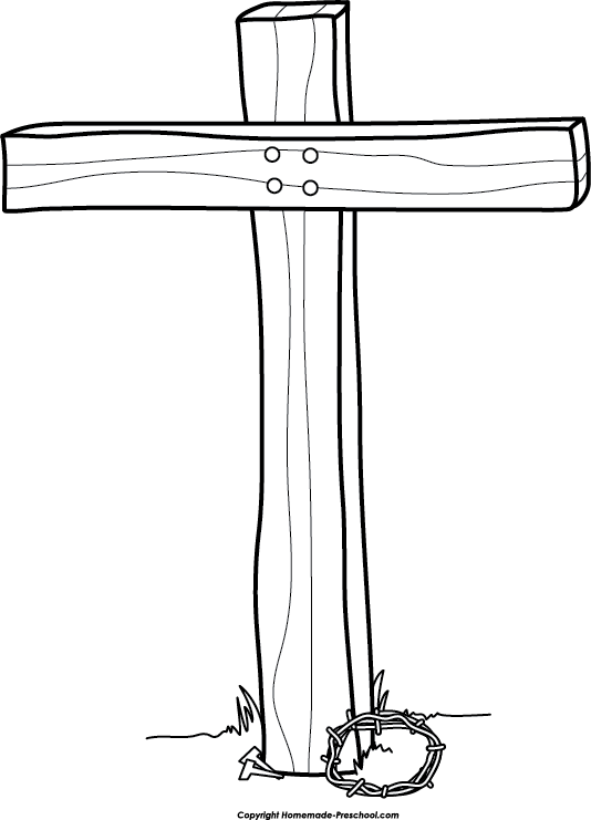 Blackand White Wooden Cross Clipart PNG Image