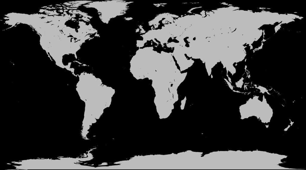 Blackand White World Map PNG Image