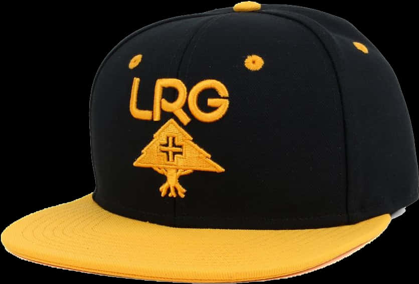 Blackand Yellow L R G Flat Brim Cap PNG Image