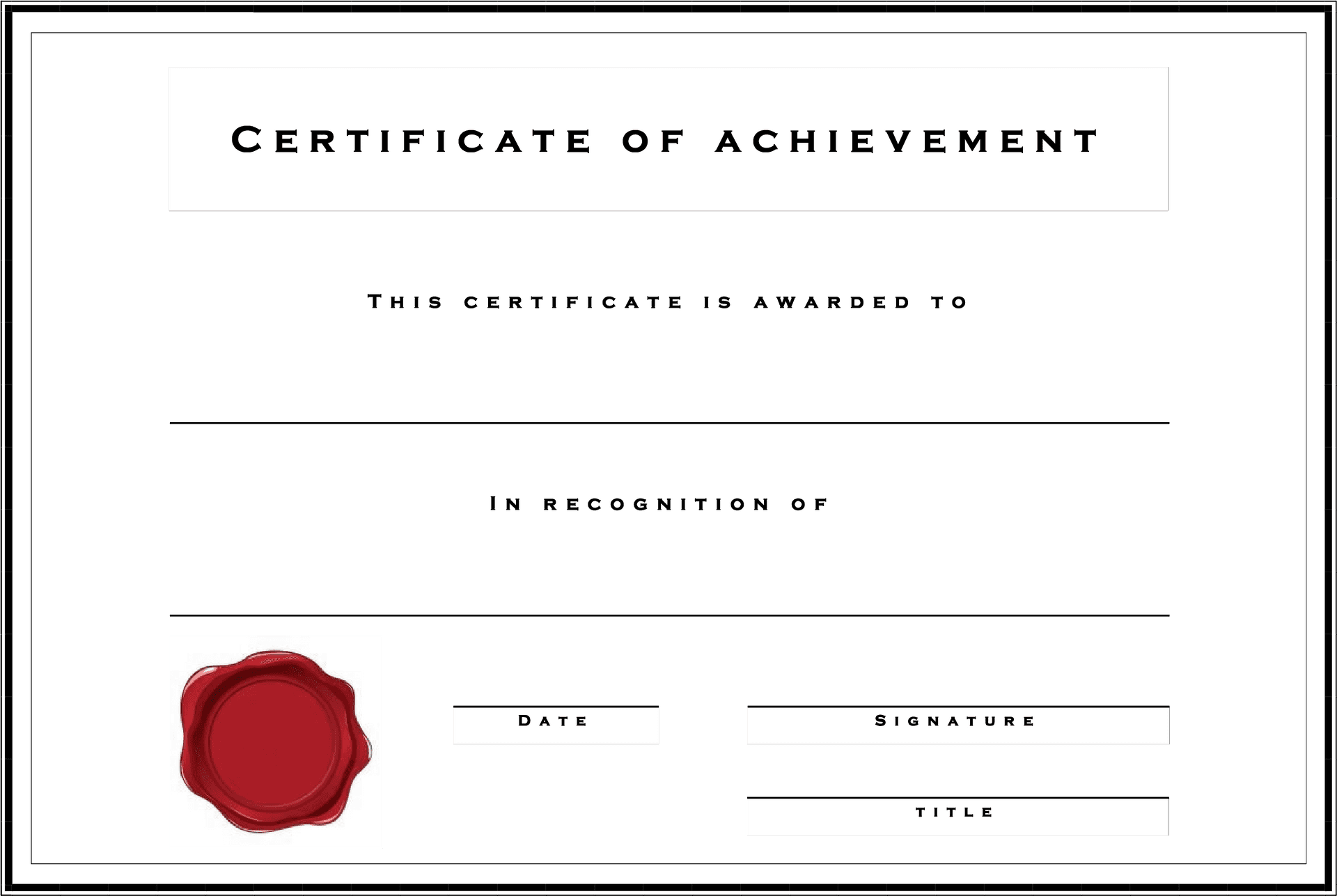 Blank Certificateof Achievement Template PNG Image