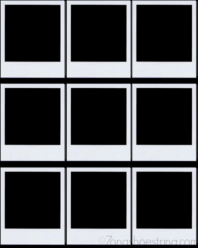 Blank Polaroid Frames Grid PNG Image