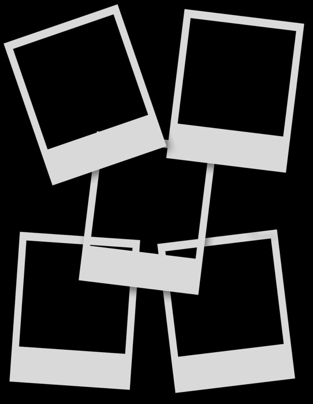 Blank Polaroid Frames Scattered PNG Image