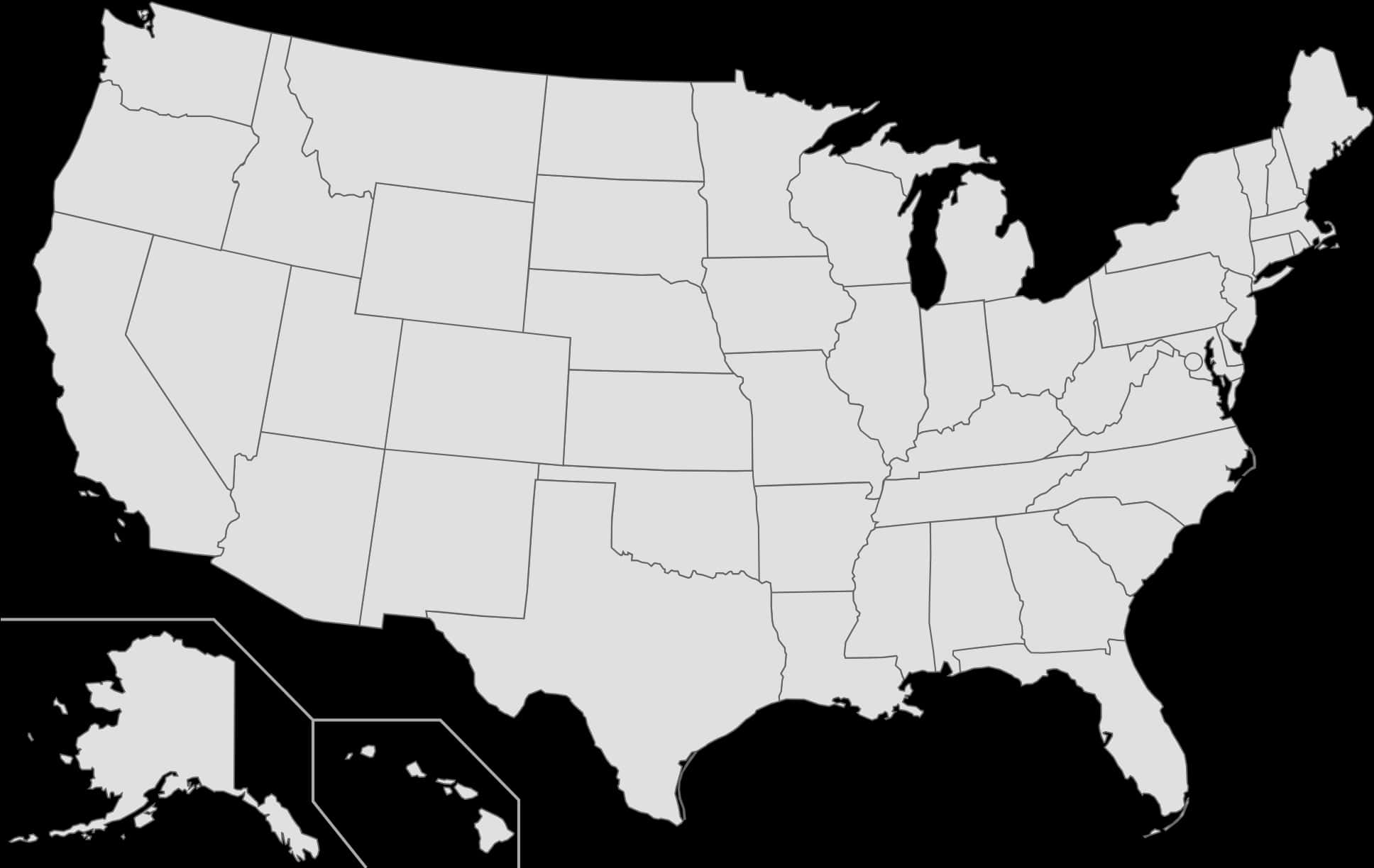 Blank U S A Map Monochrome PNG Image