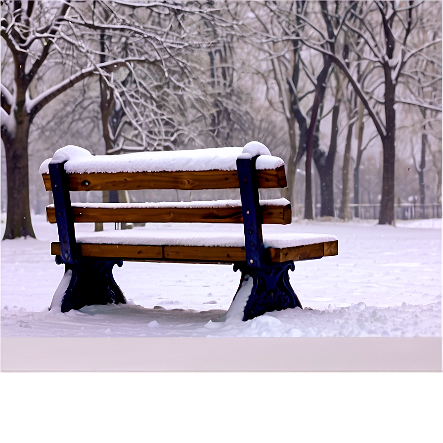 Blanket Of Snow Park Bench Png Dgd PNG Image