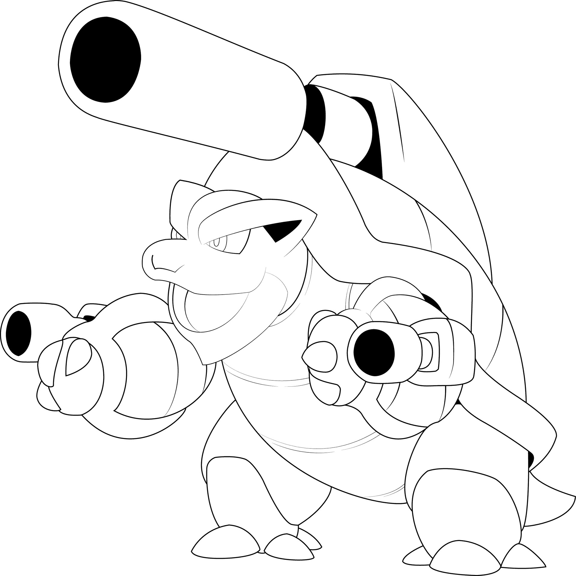 Blastoise Pokemon Line Art PNG Image