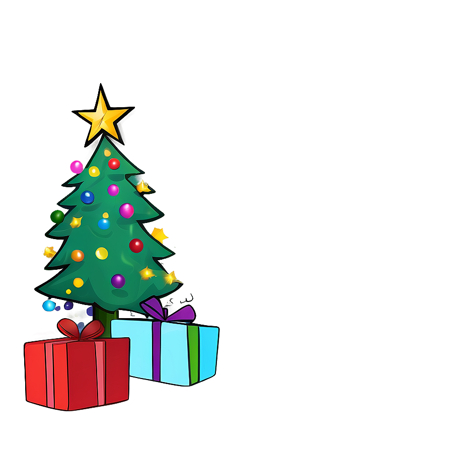 Blissful Christmas Tree Cartoon Png Wjk42 PNG Image