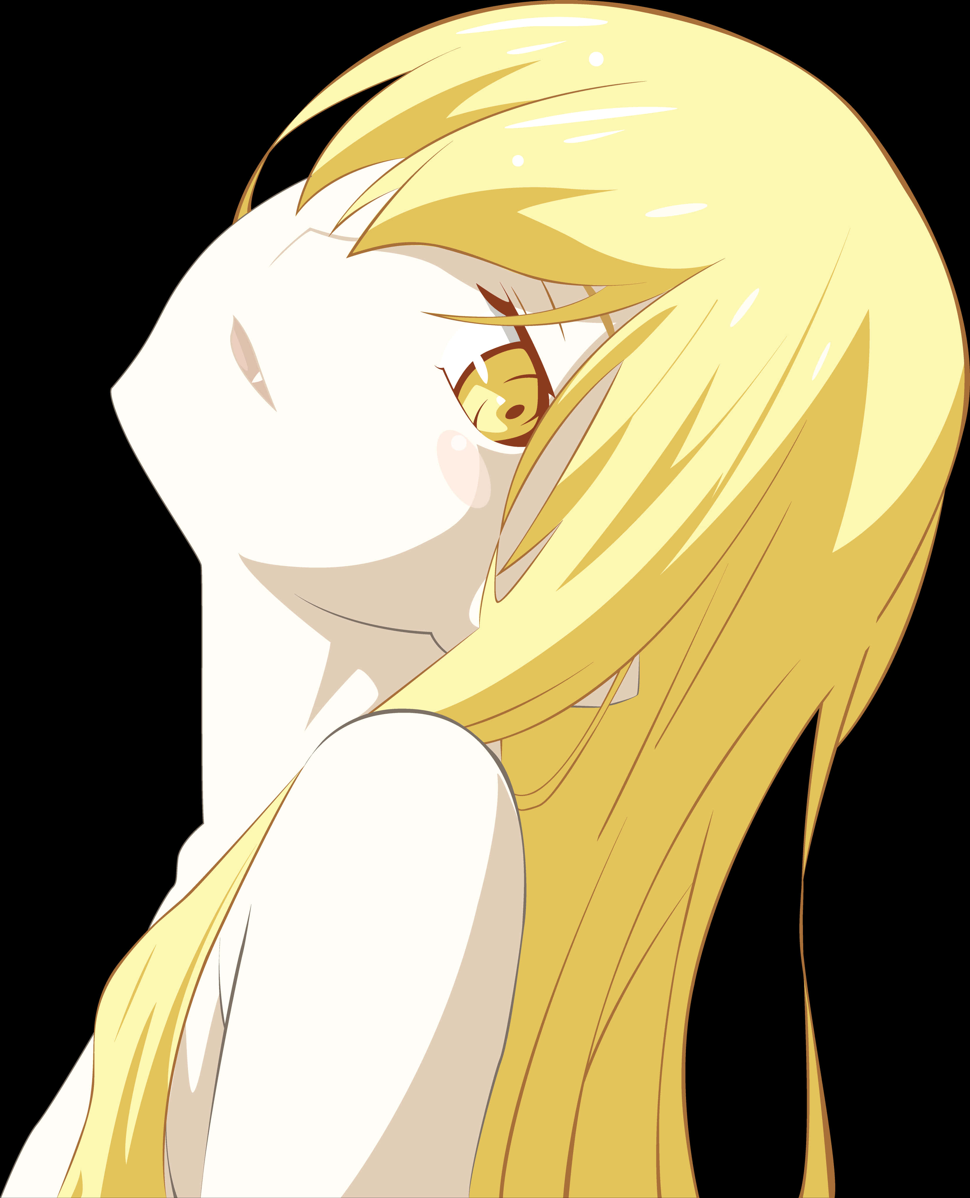 Blonde Anime Character Glance Upward PNG Image