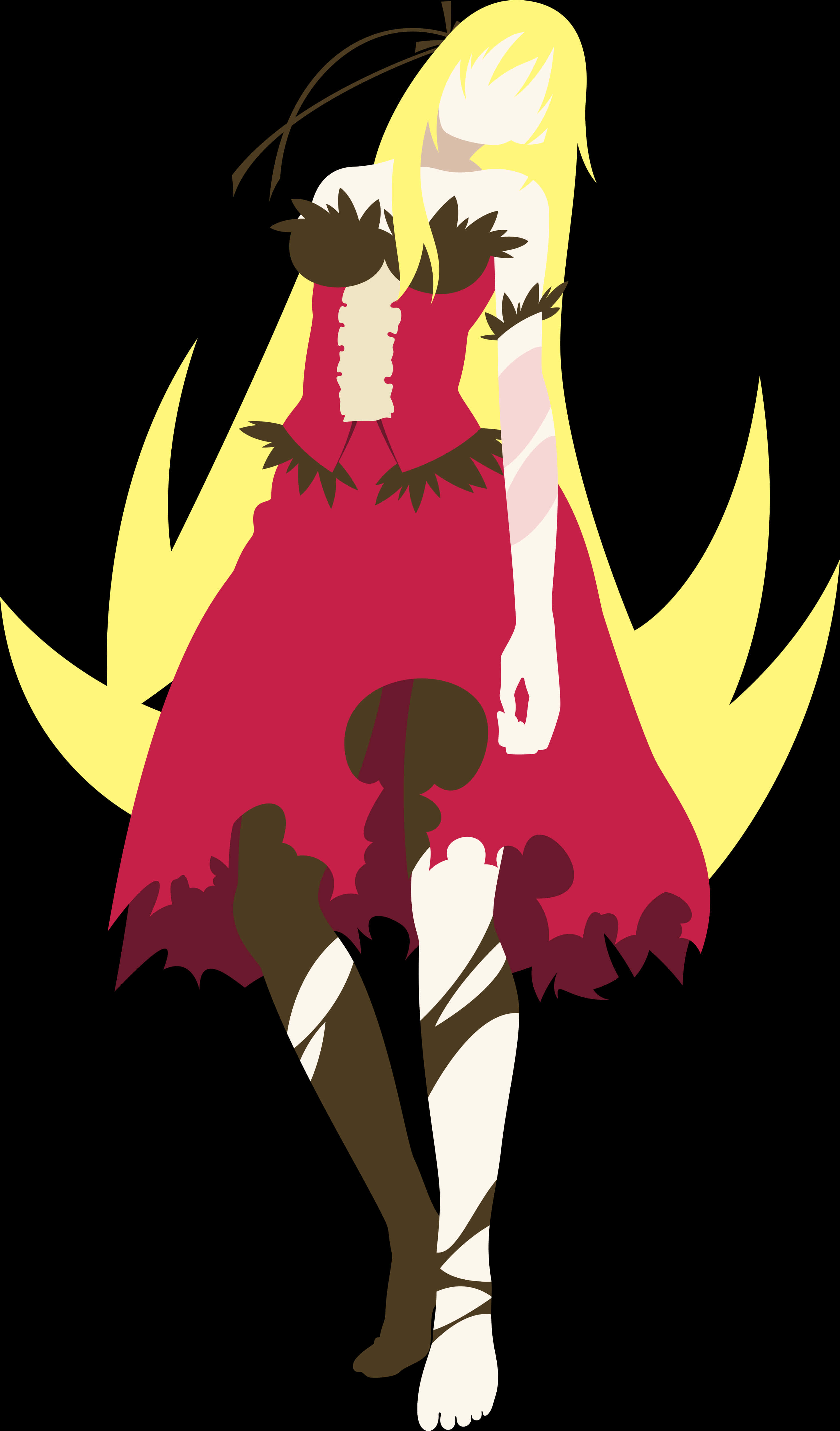 Blonde Anime Character Red Dress PNG Image