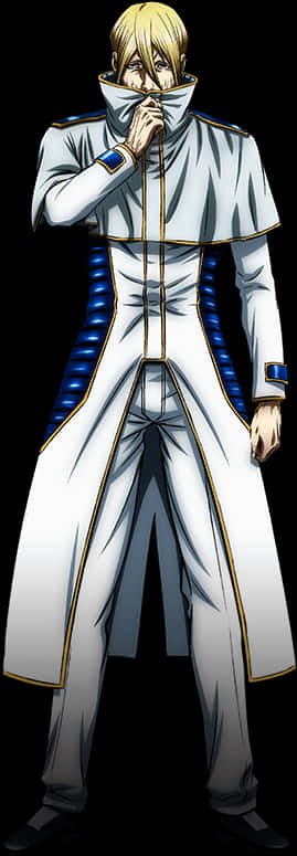 Blonde Anime Characterin White Uniform PNG Image