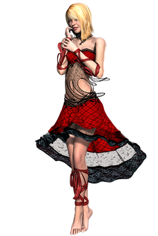 Blonde Anime Girlin Redand Black Outfit PNG Image