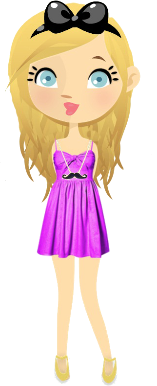 Blonde Cartoon Dollin Purple Dress PNG Image