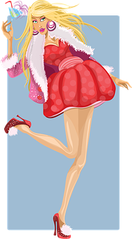 Blonde Cartoon Fashion Pose PNG Image