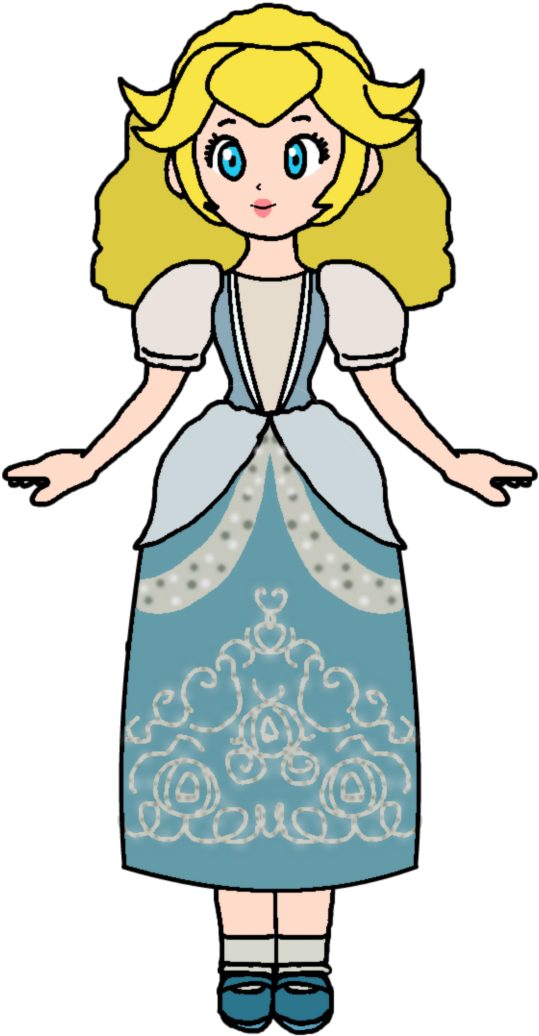 Blonde Cartoon Girlin Blue Dress PNG Image