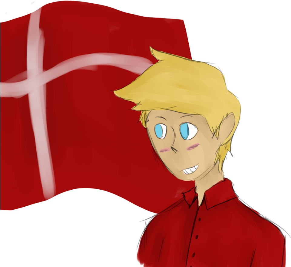 Blonde Character With Danish Flag PNG Image