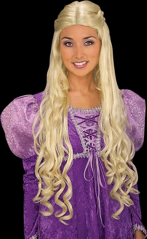 Blonde Curly Wig Costume Portrait PNG Image