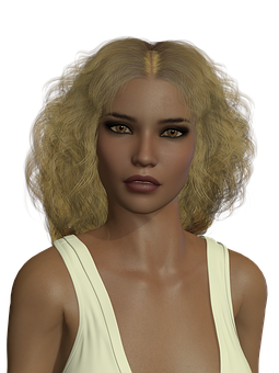 Blonde Digital Woman Portrait PNG Image