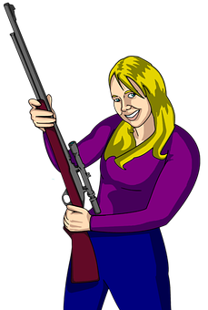 Blonde Girl Holding Rifle PNG Image