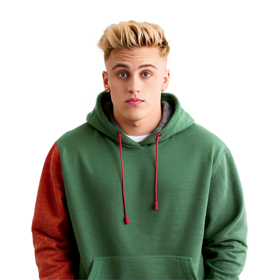 Blonde Haired Young Manin Green Hoodie PNG Image