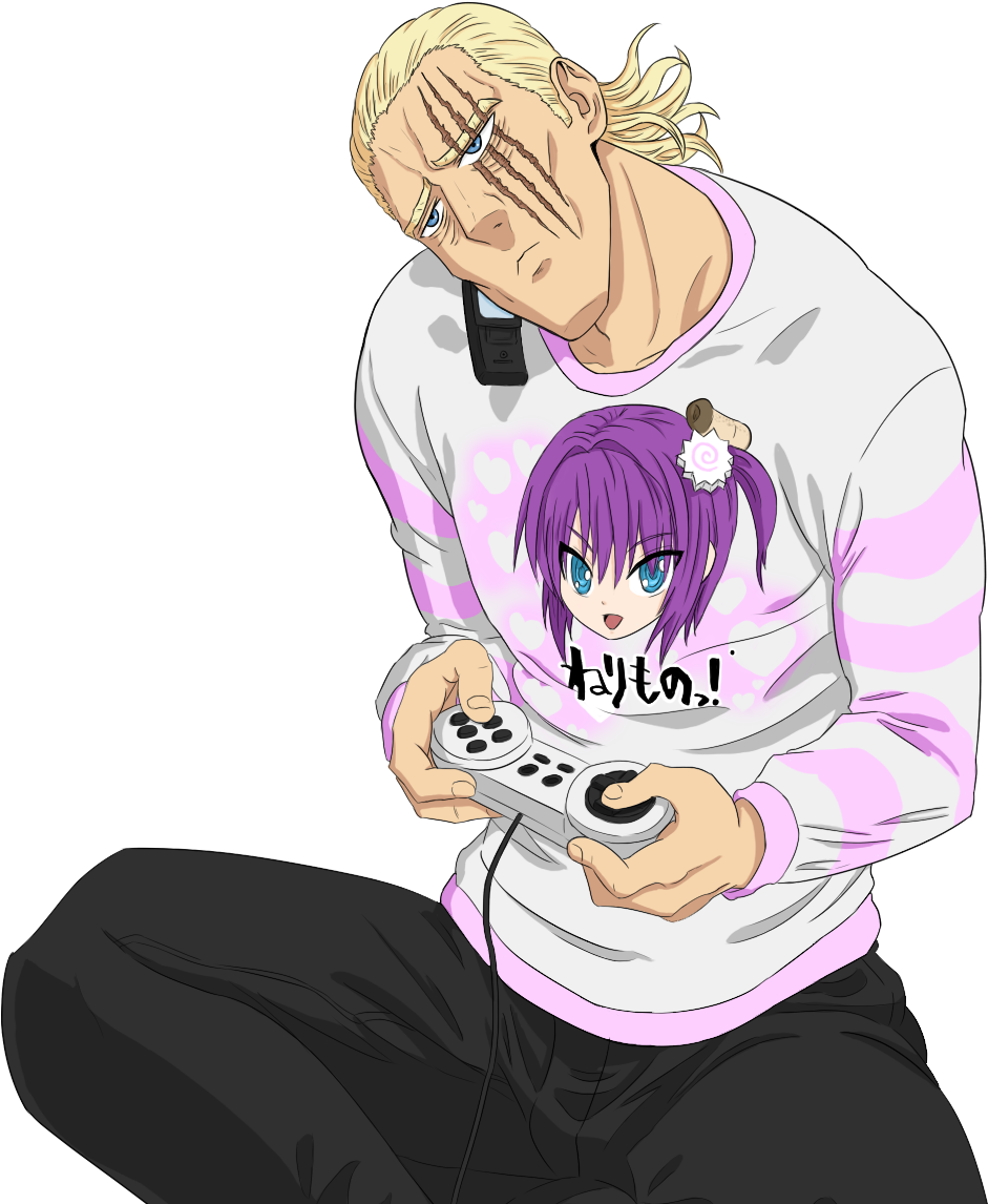 Blonde Manand Purple Haired Girl Gaming PNG Image