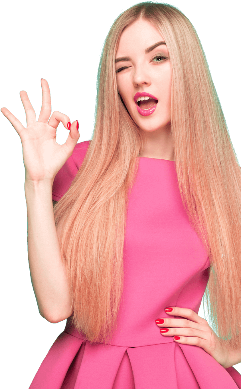 Blonde Woman Giving O K Sign PNG Image