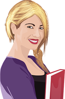 Blonde Woman Holding Book PNG Image