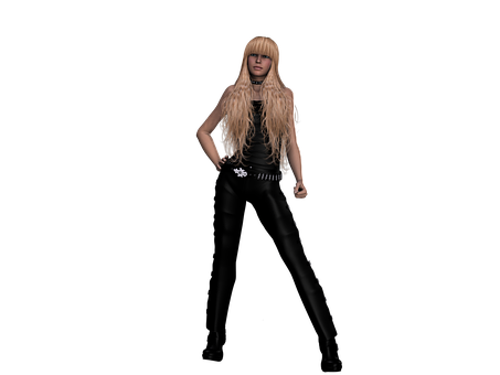 Blonde Womanin Black Outfit PNG Image