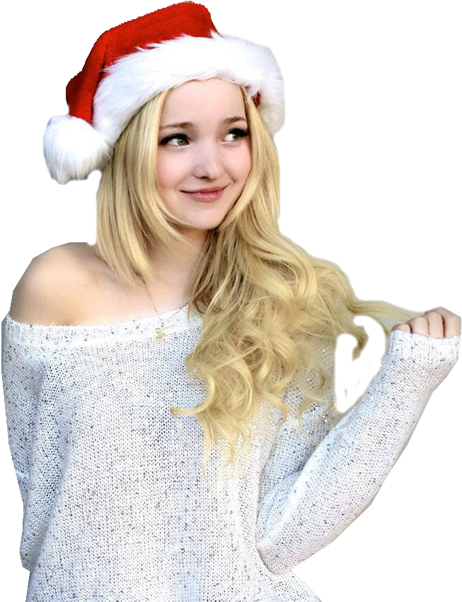 Blonde Womanin Santa Hat PNG Image