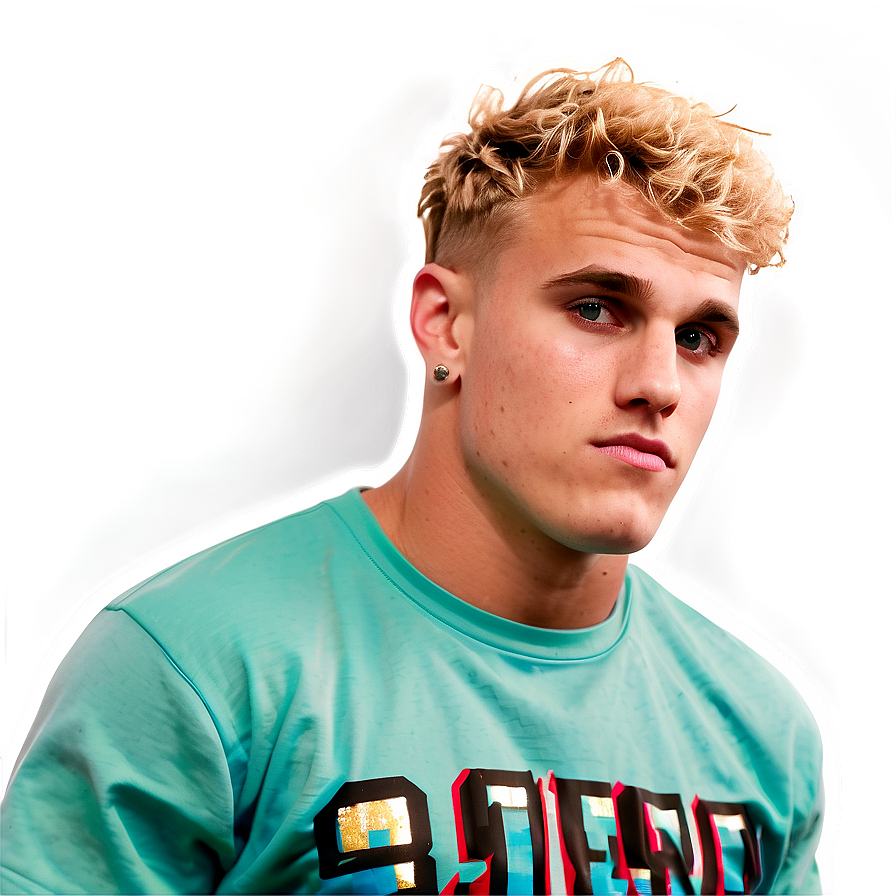 Blonde Young Manin Teal Shirt PNG Image