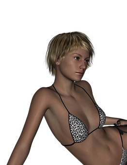 Blonde3 D Modelin Leopard Bikini PNG Image