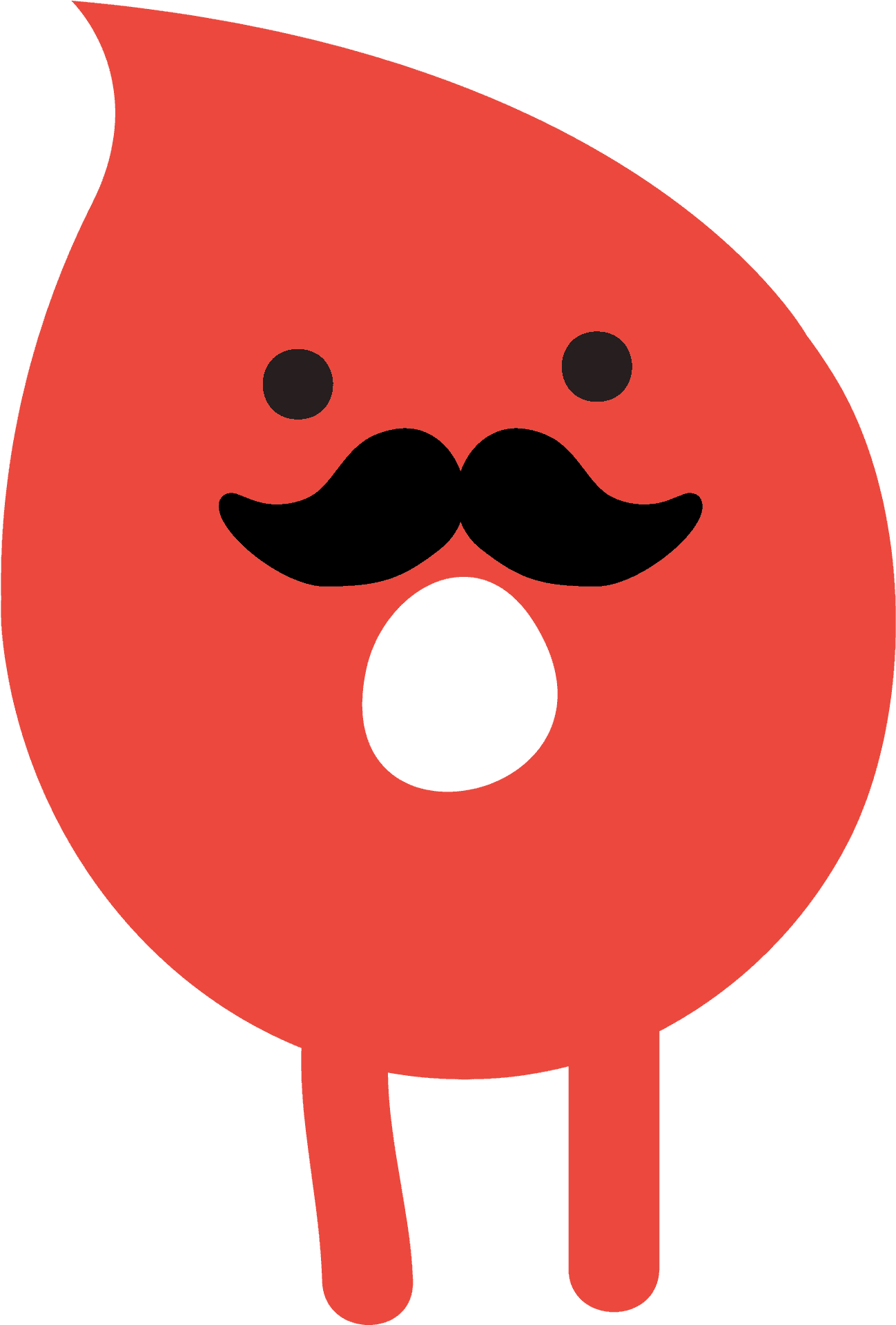 Blood Drop Character With Mustache PNG Image