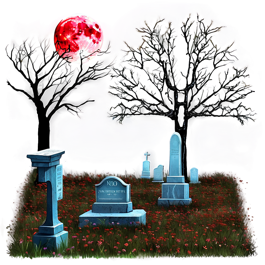 Blood Moon And Cemetery Png Oob32 PNG Image