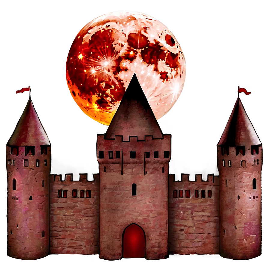 Blood Moon Over Castle Png 50 PNG Image