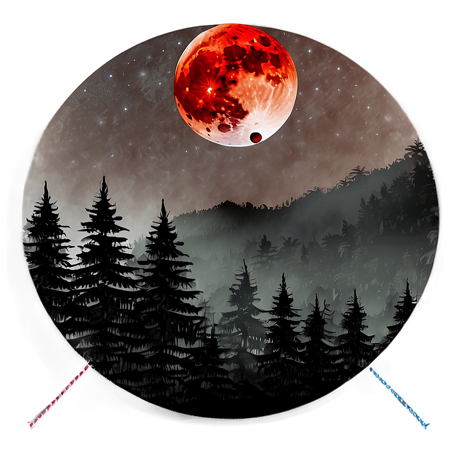 Blood Moon Over Forest Png 20 PNG Image