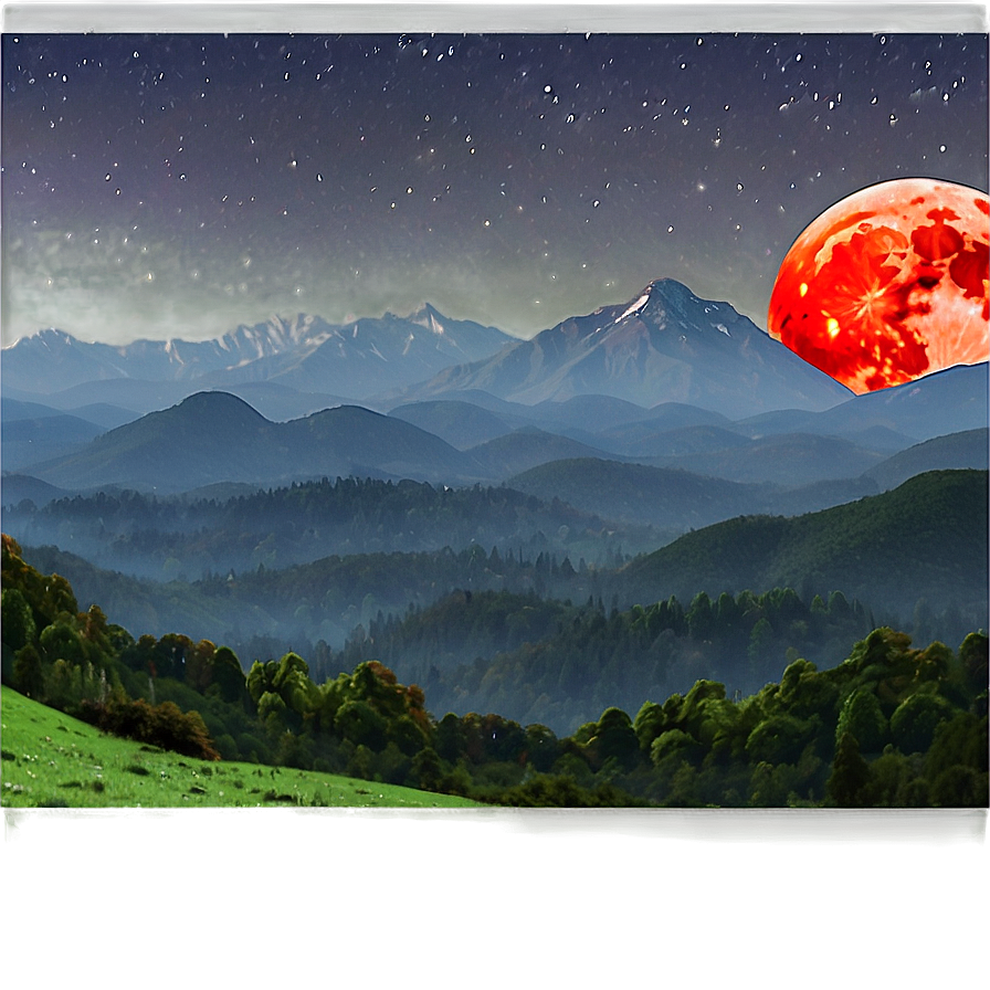 Blood Moon Over Mountains Png Axm PNG Image