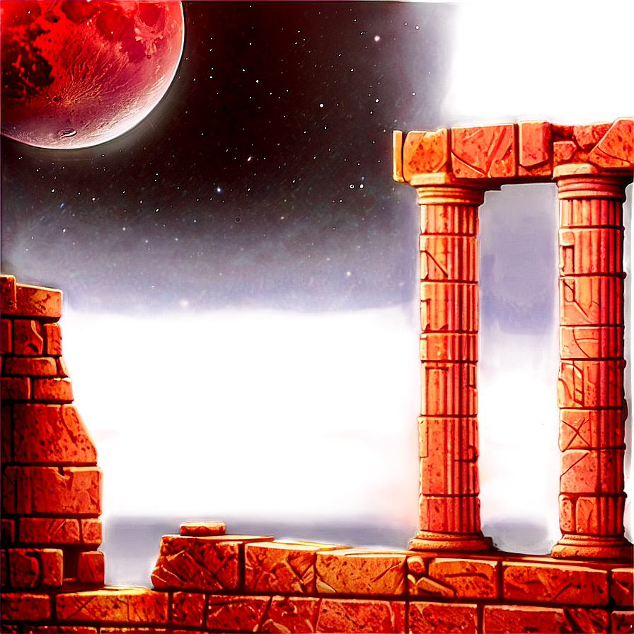 Blood Moon Over Ruins Png Hsh4 PNG Image