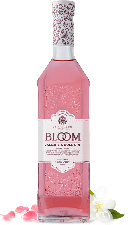 Bloom Jasmine Rose Gin Bottle PNG Image