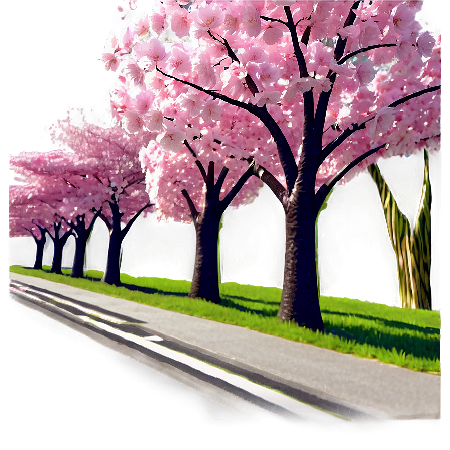 Blooming Cherry Blossom Avenue Photo Png Emb23 PNG Image