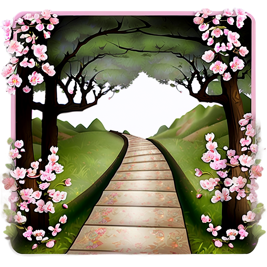 Blooming Cherry Blossom Path Png Hyn PNG Image