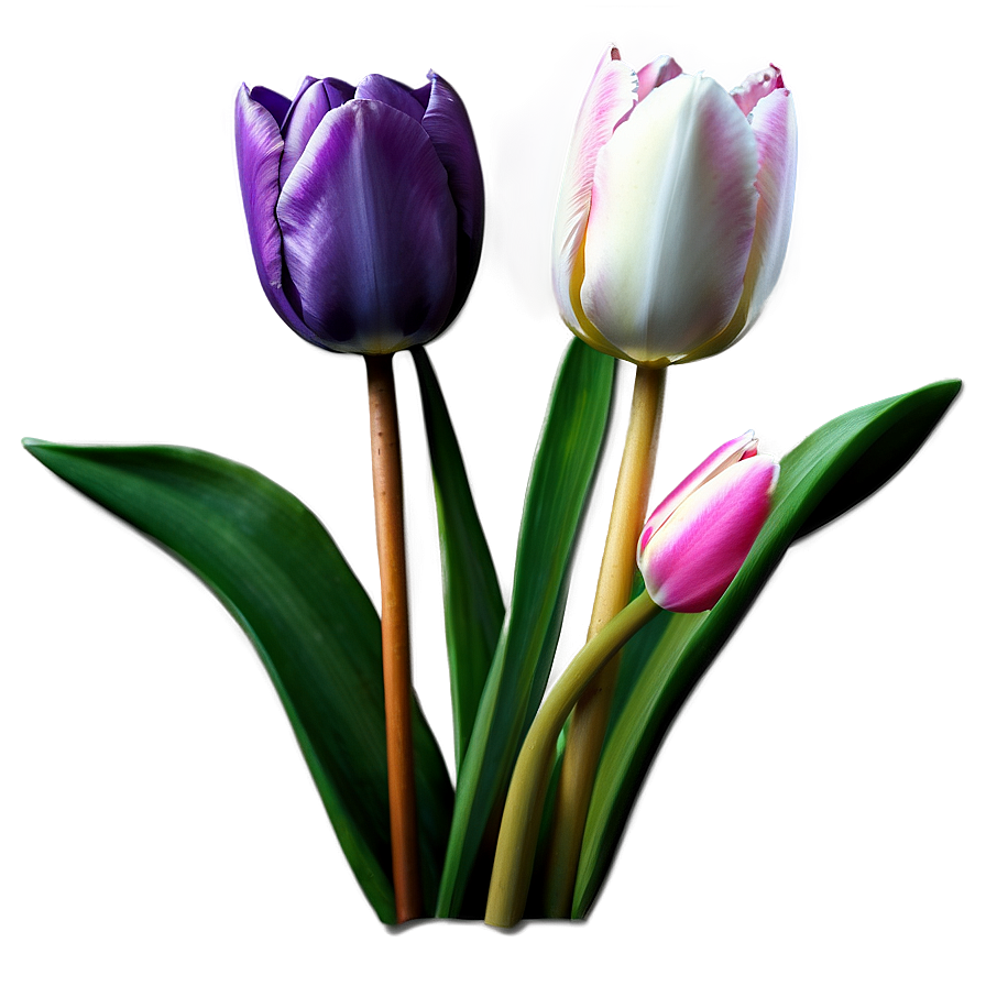 Blooming Tulips Trio Png Lft PNG Image