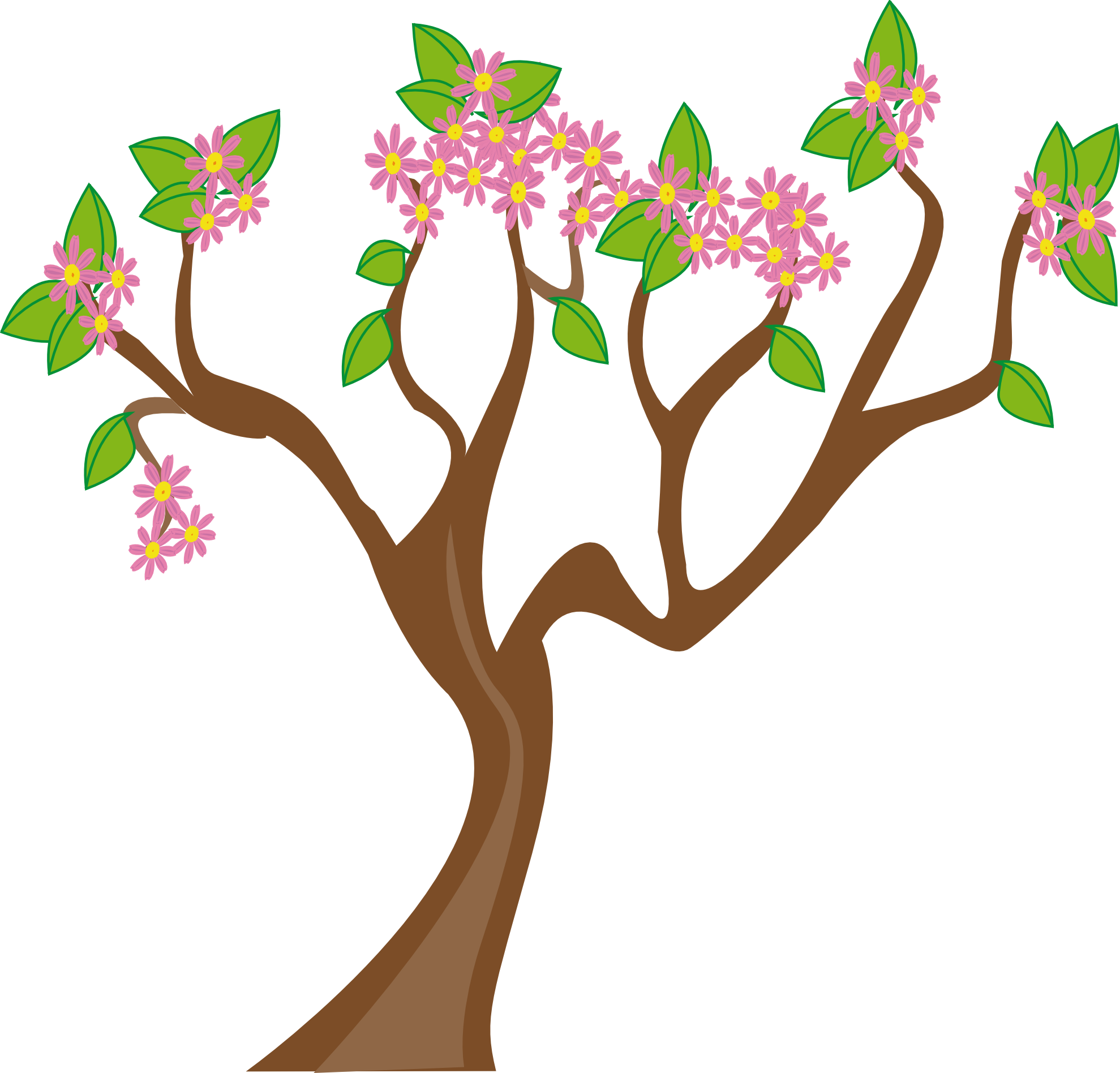 Blossoming Flower Tree Vector PNG Image