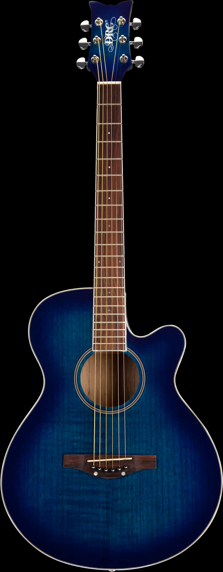 Blue Acoustic Guitar Isolated PNG Image