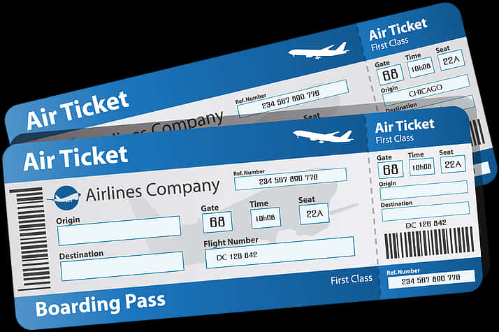 Blue Airline Ticketsand Boarding Pass PNG Image